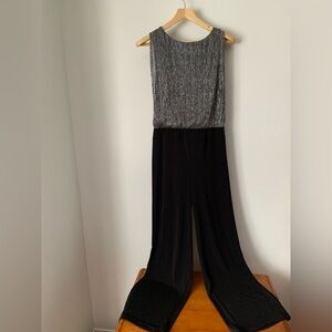 Enfocus Studio Metallic Gray and Black Jumpsuit